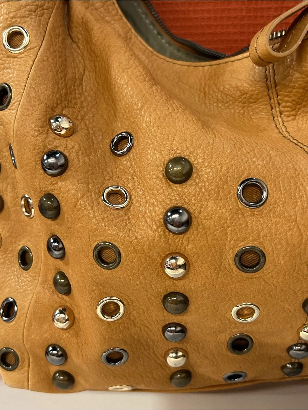 NWT American Leather large studded hobo